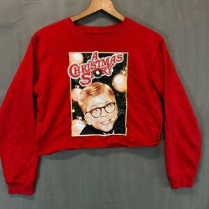 A Christmas Story Sweatshirt Women's Red Ralphie Size Medium Cropped Long Sleeve